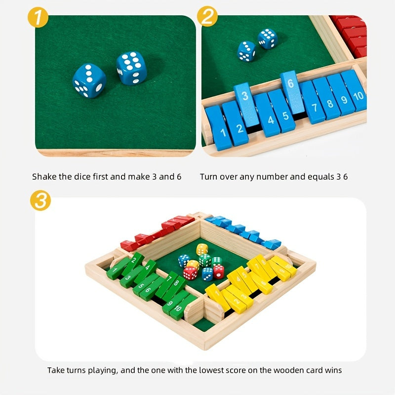 WOOD CITY Shut The Box voor 4 spelers kleur