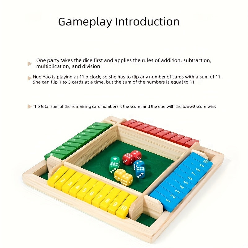 WOOD CITY Shut The Box voor 4 spelers kleur