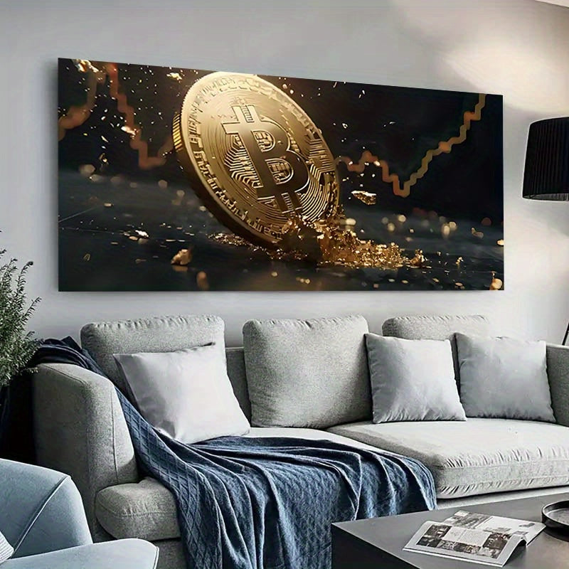 70x140 cm - Gouden Bitcoin Shiny Chips