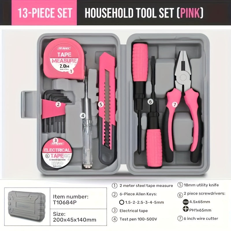 13-delige roze gereedschaps set 2