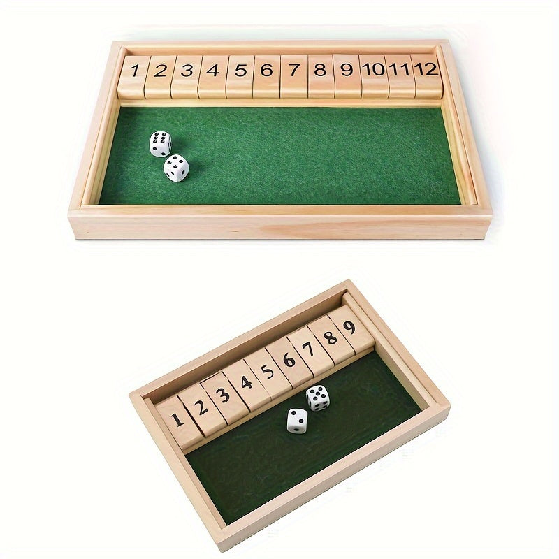Tafelbladversie houten shut the box met 2 houten dobbelstenen