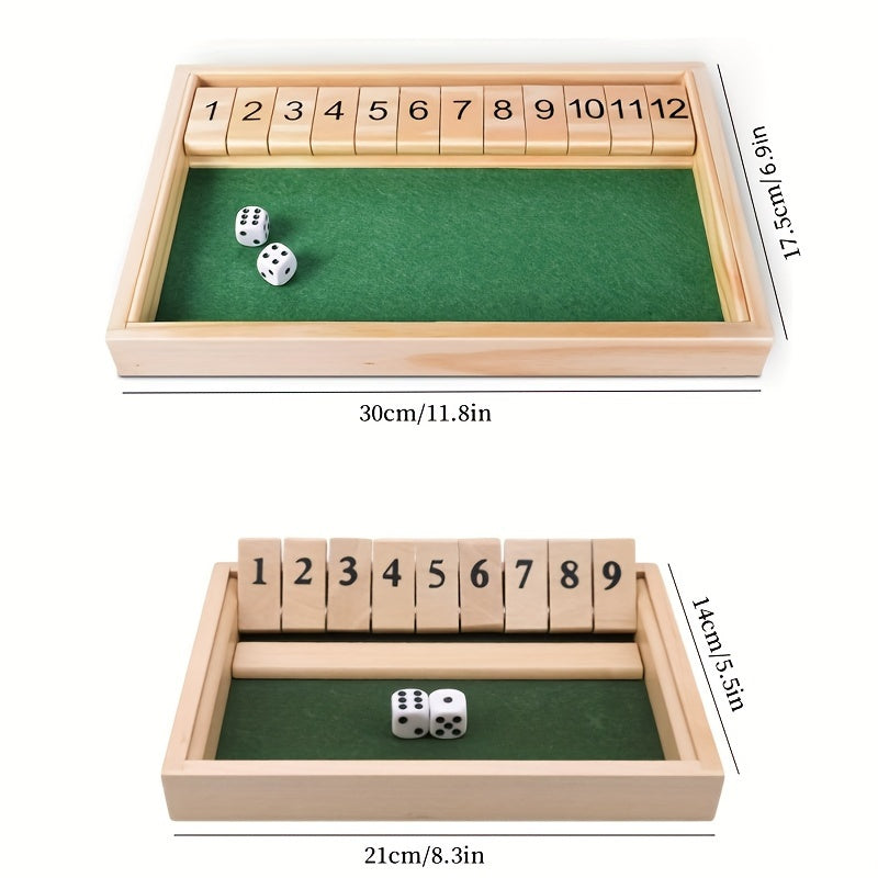 Tafelbladversie houten shut the box met 2 houten dobbelstenen