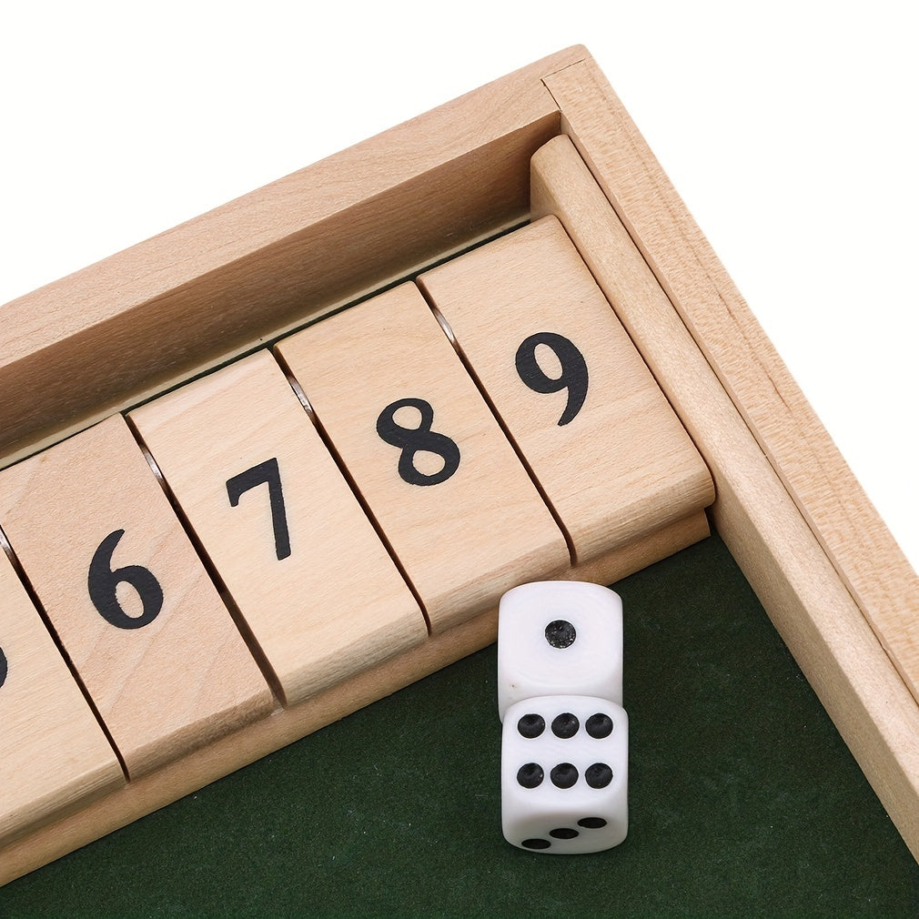 Tafelbladversie houten shut the box met 2 houten dobbelstenen