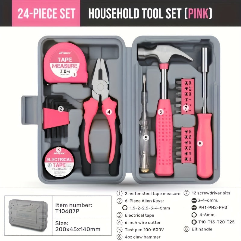 13-delige roze gereedschaps set 2