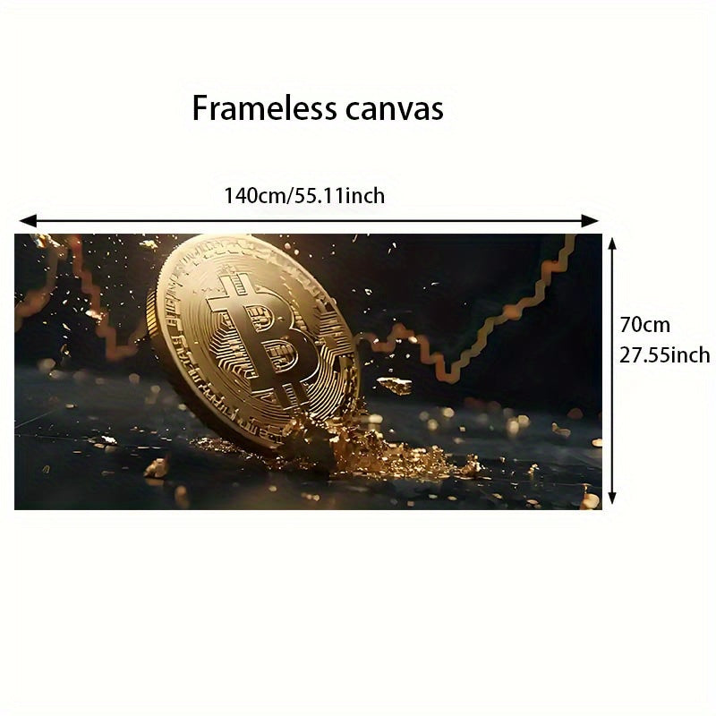 70x140 cm - Gouden Bitcoin Shiny Chips