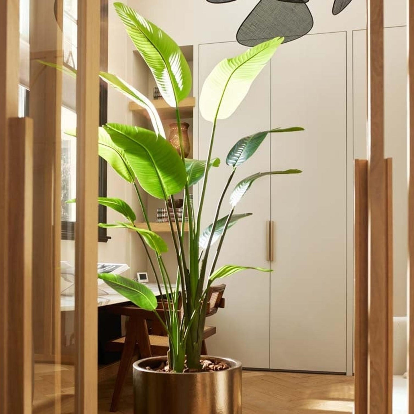 Strelitzia nicolai | ↕180 cm- In zwarte pot - Kunstplant