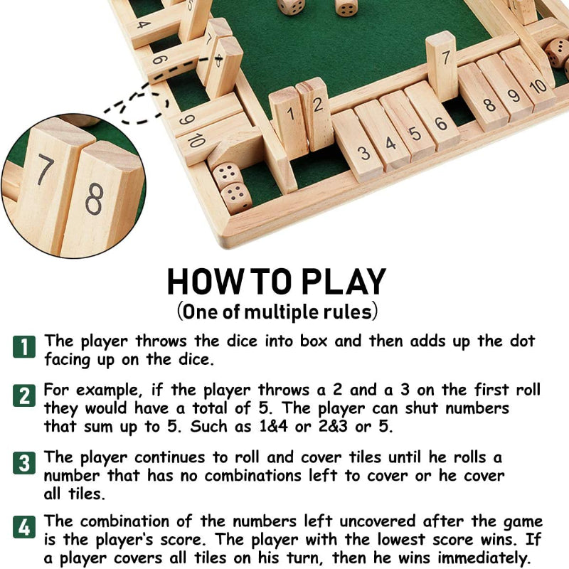 WOOD CITY Shut The Box voor 4 spelers kleur hout