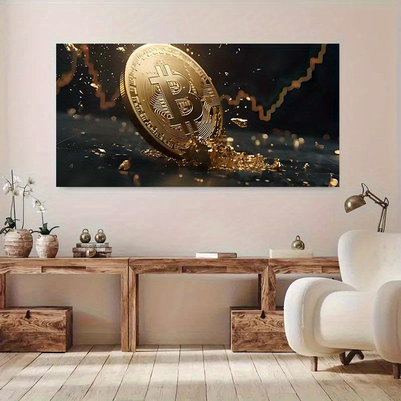70x140 cm - Gouden Bitcoin Shiny Chips