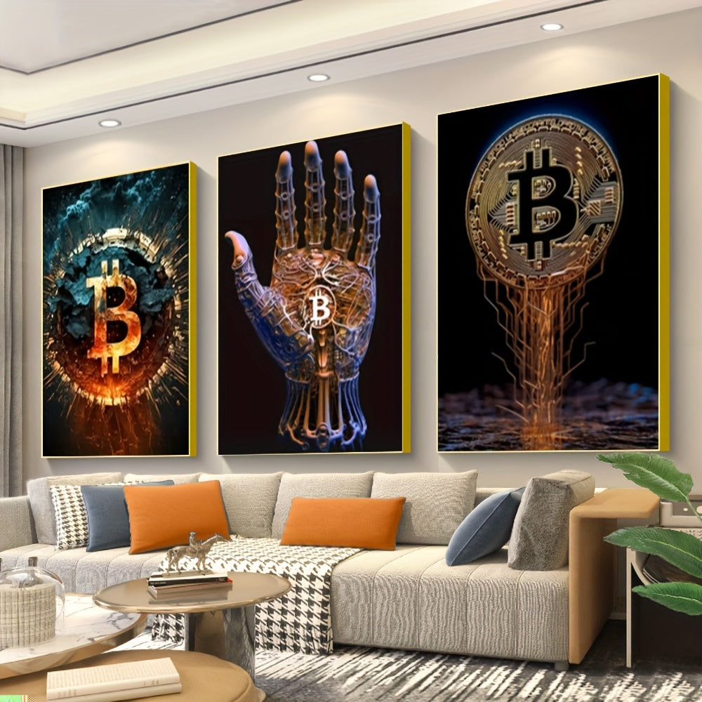 3-delige Bitcoin Neon Posters