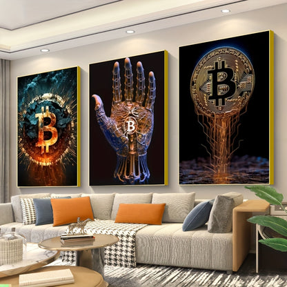 3-delige Bitcoin Neon Posters