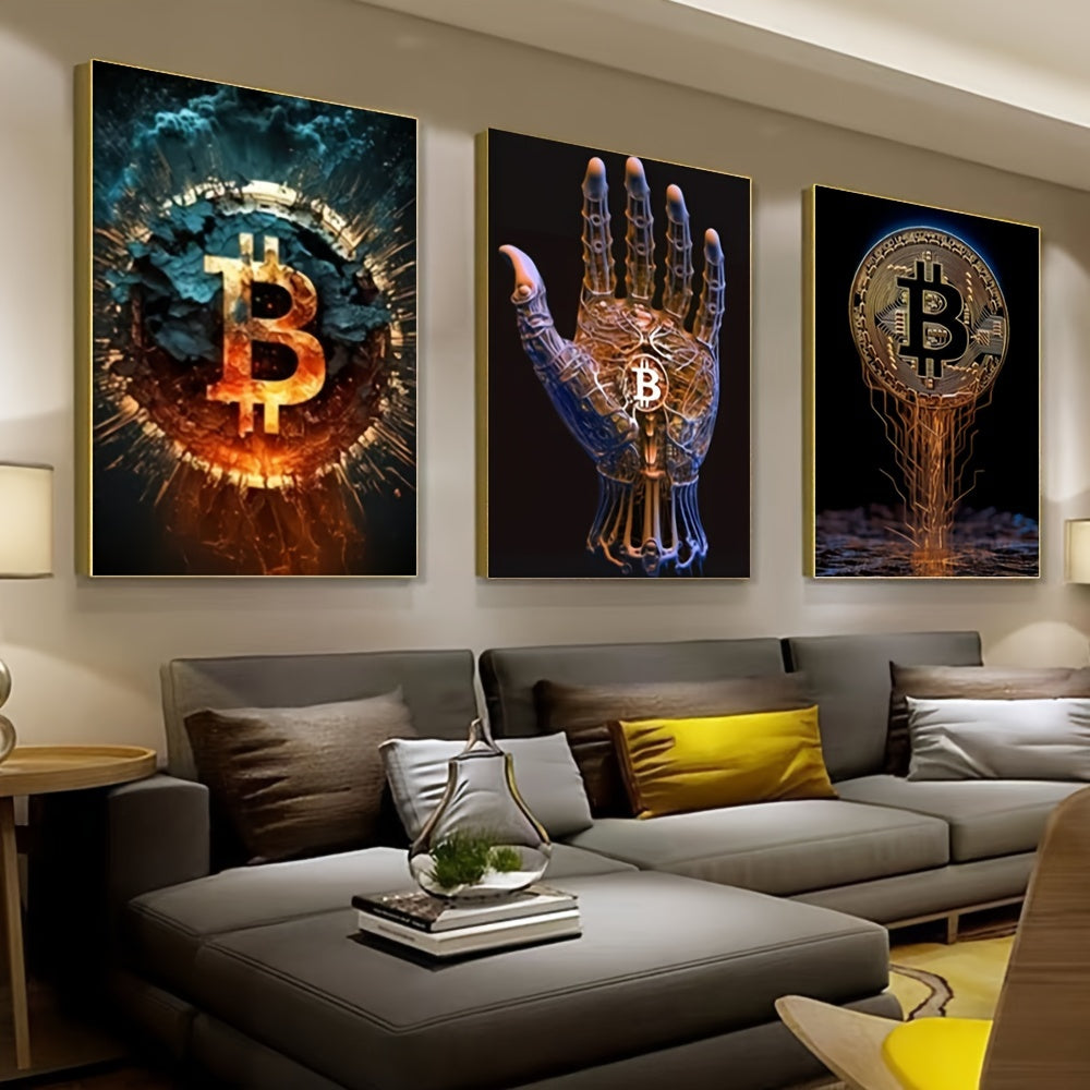 3-delige Bitcoin Neon Posters