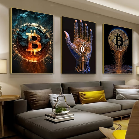 3-delige Bitcoin Neon Posters