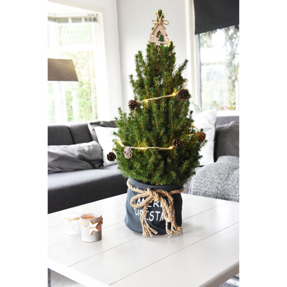 Kleine Kerstboom in Xmas Bag blauw - 70 cm - ster piek- inclusief batterijen