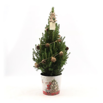 Kleine Kerstboom in Kerstmis sierpot - 70 cm - kerstboom piek - inclusief batterijen